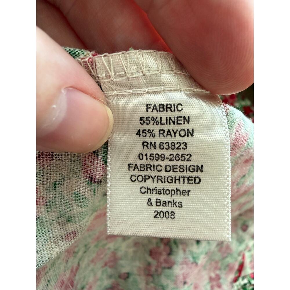 Christopher & Banks Floral Button Front Maxi Dress Size 14 Linen Blend Y2K NWT - Picture 6 of 9